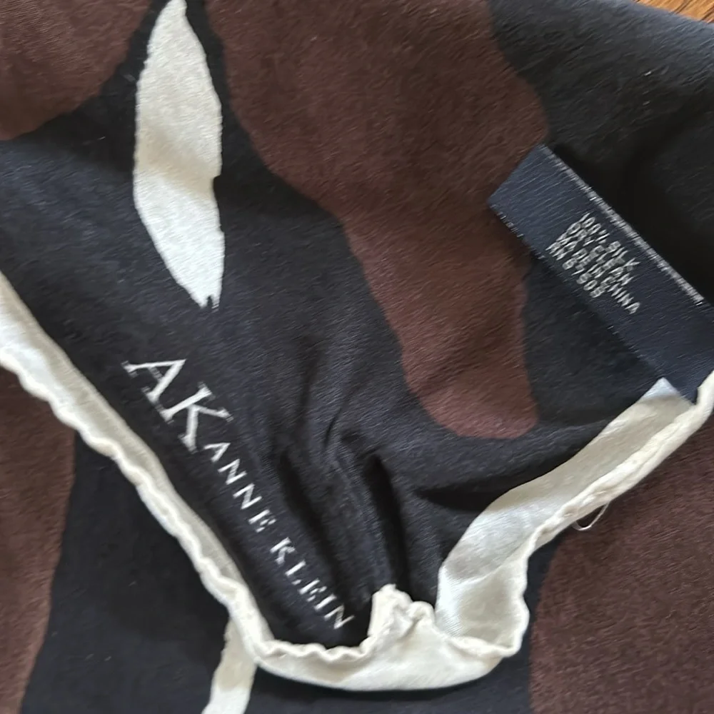 Vintage Black and Brown Hand-Rolled Silk Scarf
